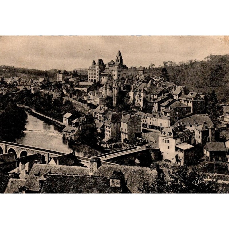 CPSM Uzerche vue générale de la cité, de la Vézère et des ponts en Corrèze