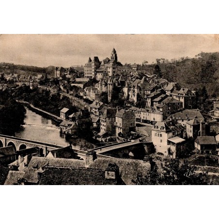 CPSM Uzerche vue générale de la cité, de la Vézère et des ponts en Corrèze