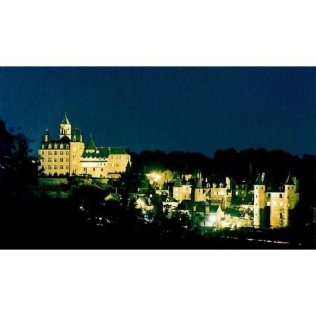 CPM Uzerche vue générale de nuit, cité illuminée et carte circulée en 1988