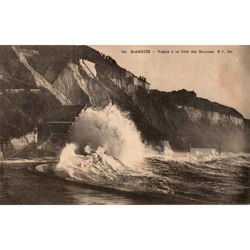64 - BIARRITZ - Vague à la côte des Basques
