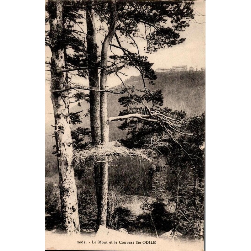 Carte postale ancienne du mont et du couvent Sainte-Odile