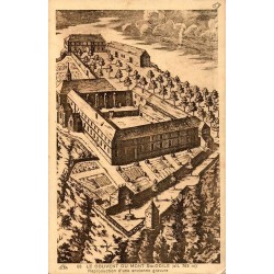 Carte postale ancienne du couvent du Mont Sainte-Odile représentant une ancienne gravure