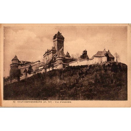 Carte postale ancienne du château du Haut-Koenigsbourg vue d’ensemble à 757 m