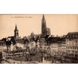 Carte postale ancienne de la place Kléber à Strasbourg avec vue urbaine historique