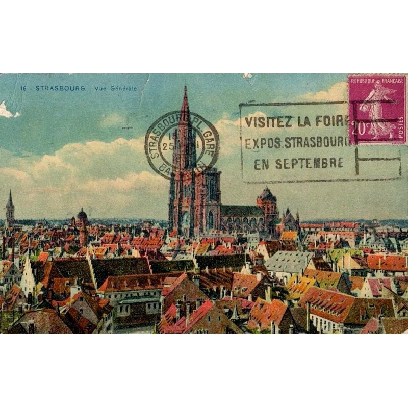 Carte postale ancienne de Strasbourg – vue générale panoramique historique