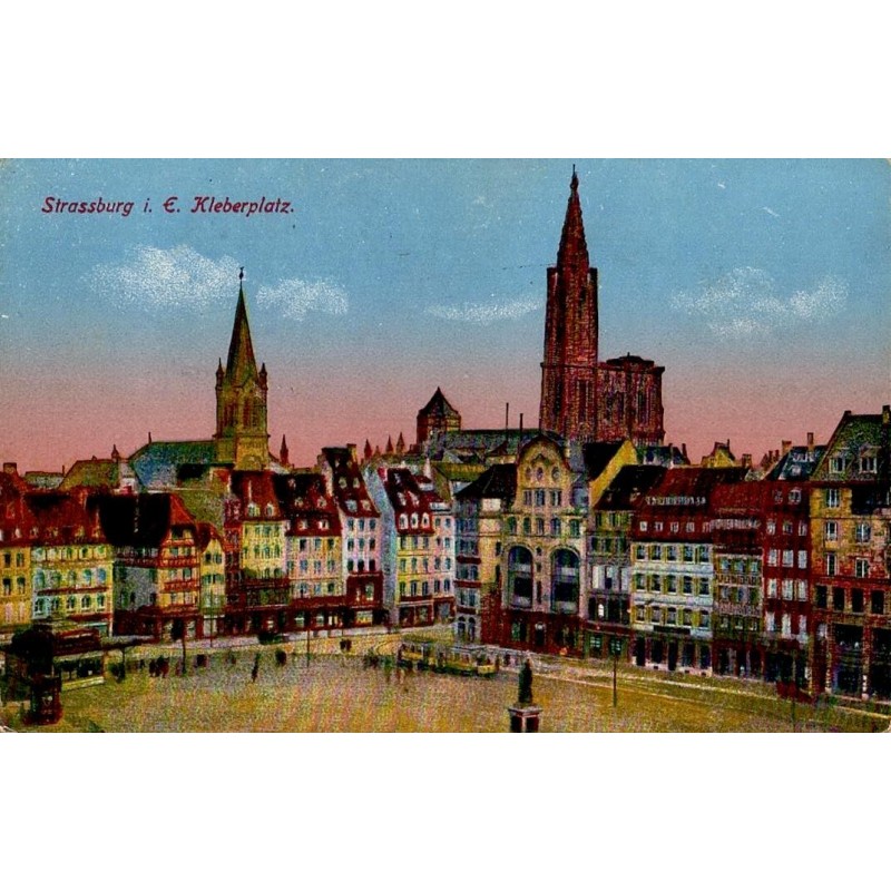 Carte postale ancienne Strassburg Klebertplatz montrant la place historique de Strasbourg