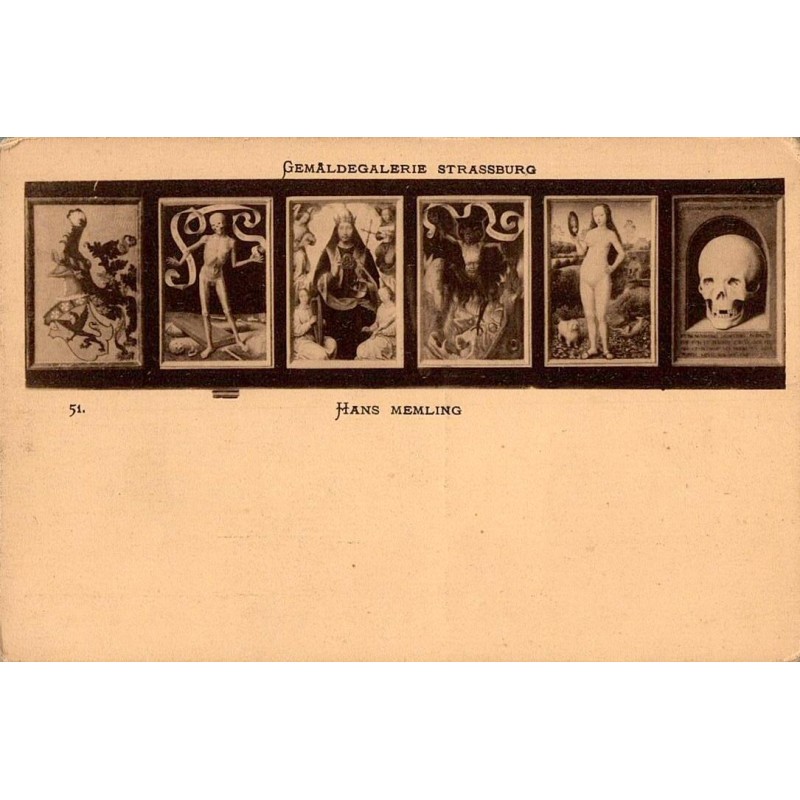 Carte postale ancienne Gemäldegalerie Strasbourg avec œuvre de Hans Memling
