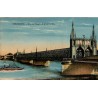 Carte postale ancienne du pont du chemin de fer sur le Rhin à Strasbourg