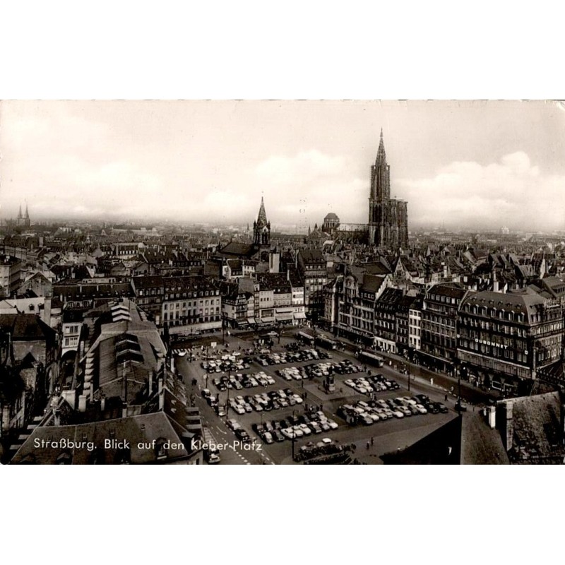 Carte postale ancienne vue de la Place Kléber à Strasbourg sous l’intitulé Strassburg Blick auf den Kleber Platz