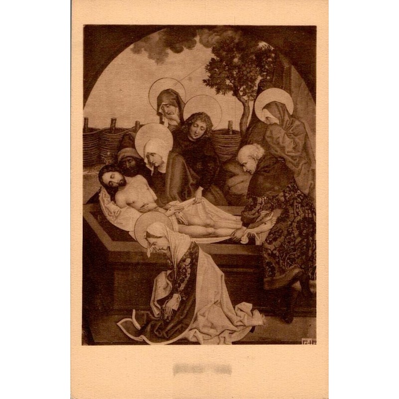 Carte postale ancienne du musée de Colmar montrant la Déposition de Jésus dans le style de Schongauerer