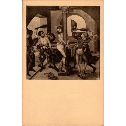 Carte postale ancienne du musée de Colmar montrant le Christ flagellé dans le style de Schongauer