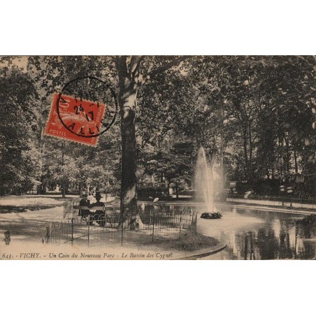 Carte postale ancienne – Vichy, Nouveau Parc – Bassin des Cygnes