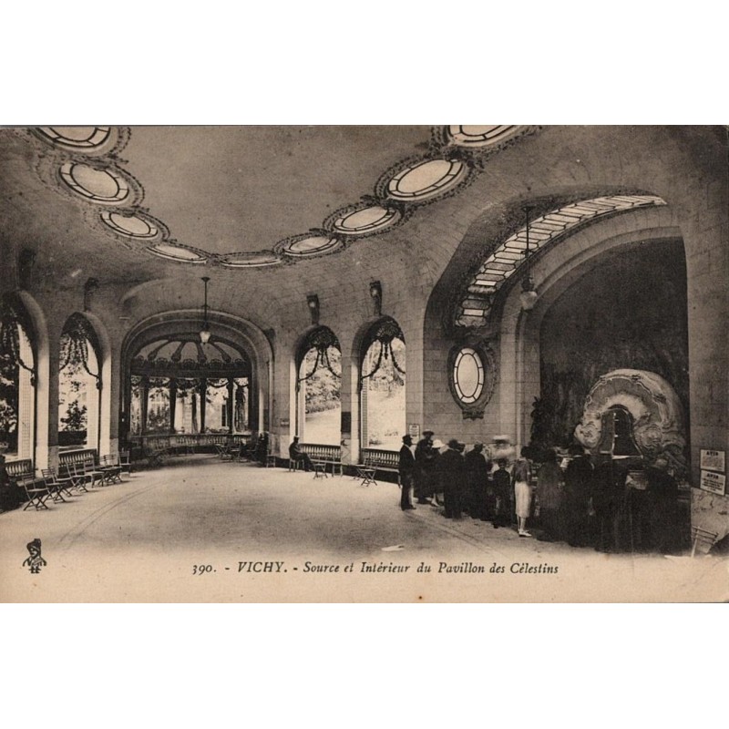 Carte postale ancienne – Intérieur Pavillon Source des Célestins – Vichy (Allier)