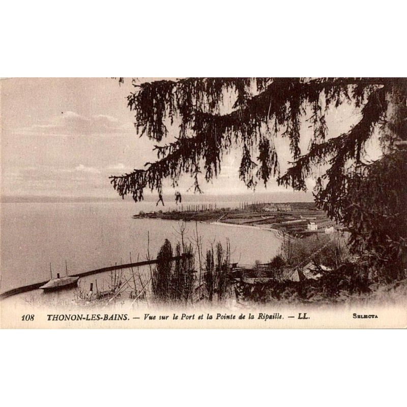 108 - THONON LES BAINS - Vue sur le port et la pointe de la Ripaille -- LL