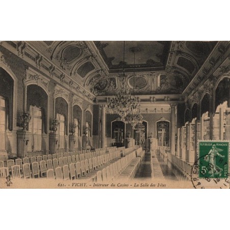 Carte postale ancienne – Grand Casino de Vichy, salle des fêtes (Intérieur)
