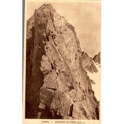 Carte postale ancienne de Chamonix montrant l’ascension de l’Index à 2595 m en haute montagne