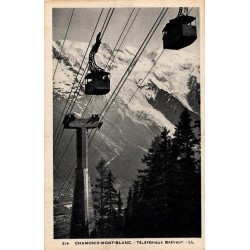 Carte postale ancienne de Chamonix montrant le téléphérique du Brévent dans le massif du Mont-Blanc
