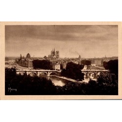 Les petits tableaux de Paris - L'île de la Cité, au premier plan, reliant l'Ile aux deux rive, le Pont Neuf