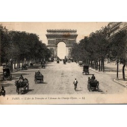 1 - PARIS - L'Arc de Triomphe et l'Avenue des Champs Élysées -- LL