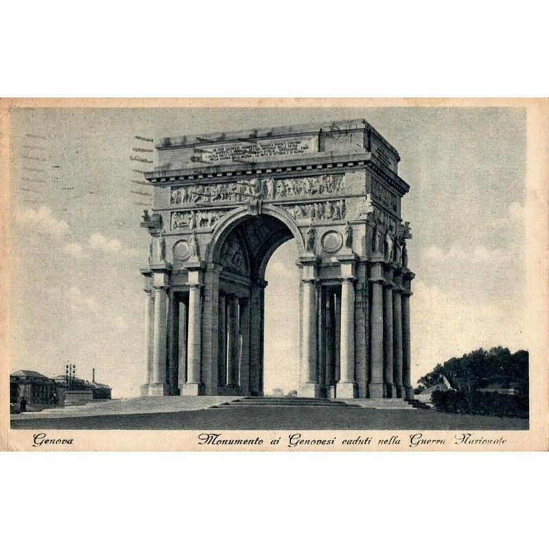 Carte postale ancienne de Genova montrant le Monumento ai Genovesi Caduti nella Guerra en Italie.