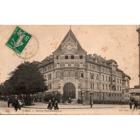 Carte postale ancienne de Paris montrant l’Institut ophtalmologique dans un bâtiment institutionnel