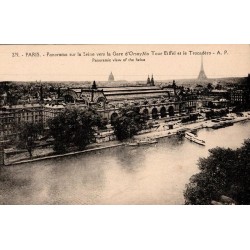 279 - PARIS - Panorama sur la Seine vers la gare D'Orsay. La Tour Eiffel et le Trocadéro - A.P