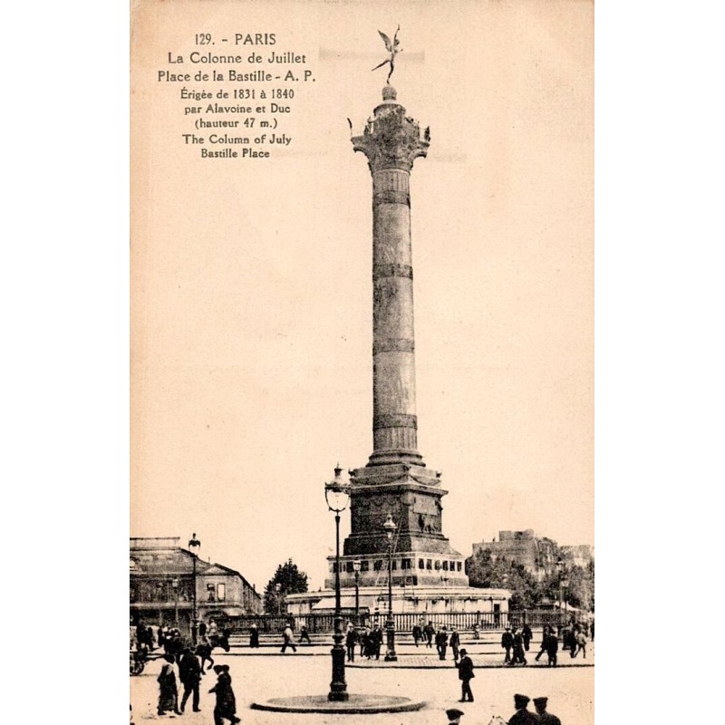129 - PARIS - La Colonne de Juillet Place de la Bastille - A.P.