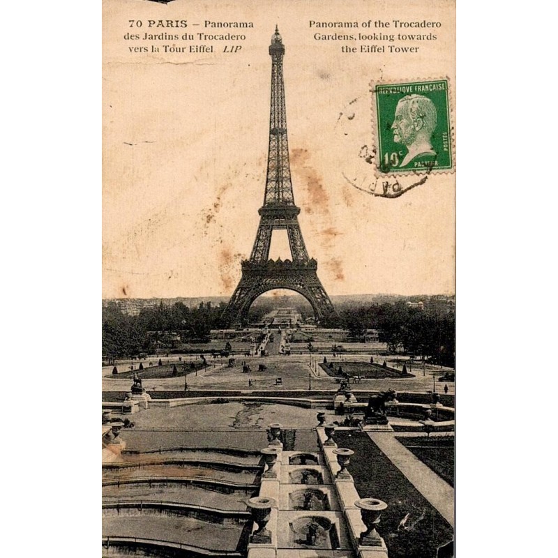 70 - PARIS - Panorama des Jardins di Trocadéro vers la Tour Eiffel - LIP