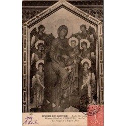 Carte postale ancienne du Musée du Louvre représentant “La Vierge et l’Enfant Jésus” attribuée à Cimabue