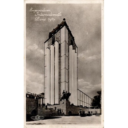 Carte postale ancienne de l’Exposition Internationale de Paris 1937 montrant une vue d’ensemble du site d’exposition