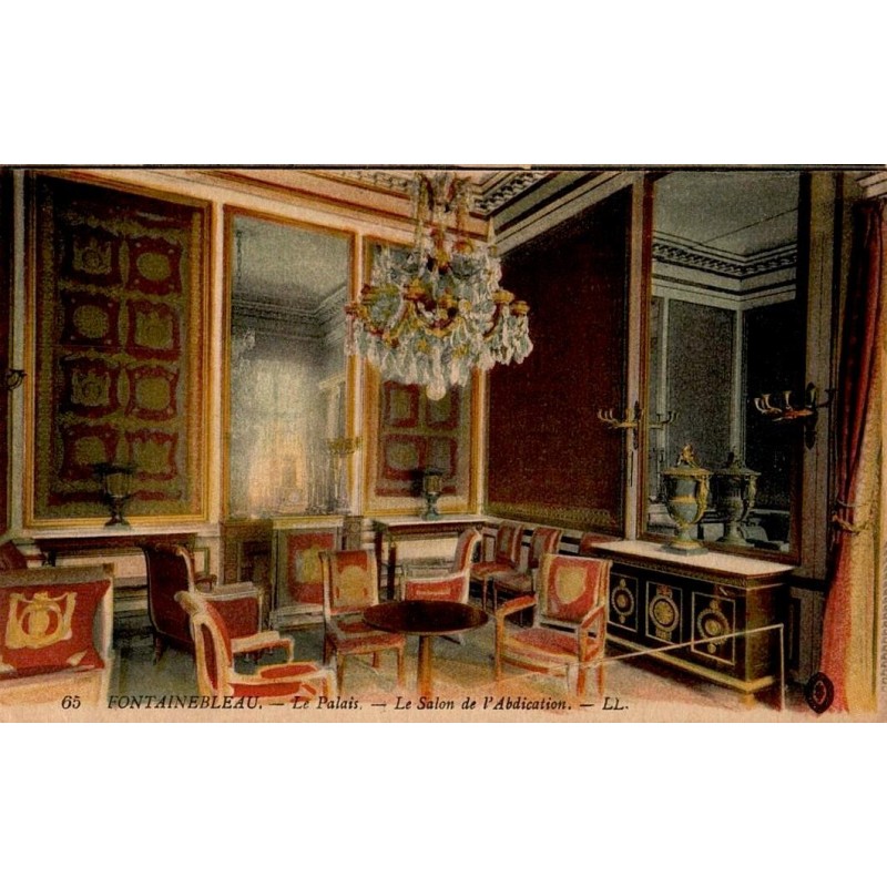 Carte postale ancienne du Palais de Fontainebleau montrant le Salon de l’Abdication