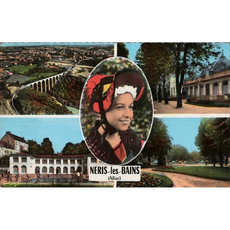 Carte postale ancienne – Néris‑les‑Bains – ville thermale Allier, vue générale