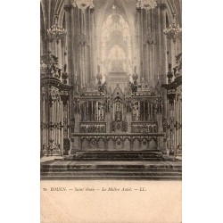 Carte postale ancienne de Rouen montrant le maître-autel de l’abbatiale Saint-Ouen