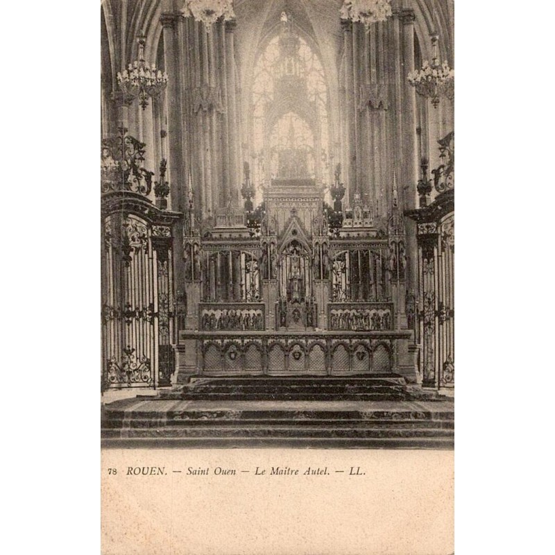 Carte postale ancienne de Rouen montrant le maître-autel de l’abbatiale Saint-Ouen