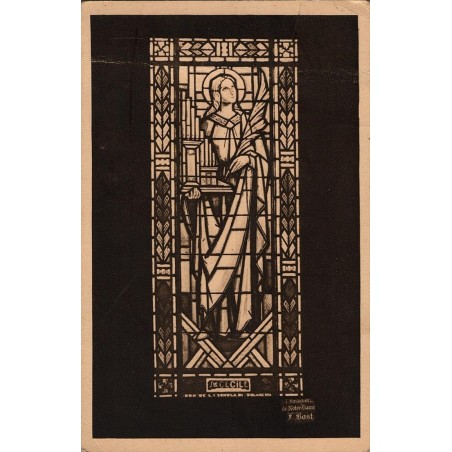 Carte postale ancienne – Vichy – Notre-Dame-des-Malades, vitrail Sainte Cécile (Allier)