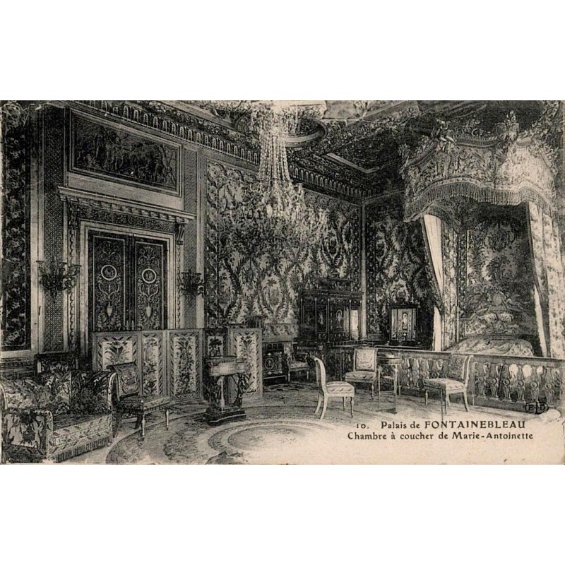 Carte postale ancienne chambre de Marie-Antoinette Palais de Fontainebleau