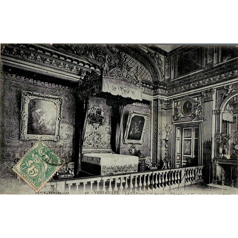 Carte postale ancienne chambre à coucher de Louis XIV Versailles