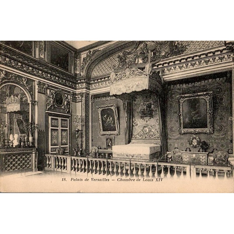 Carte postale ancienne chambre de Louis XIV Palais de Versailles