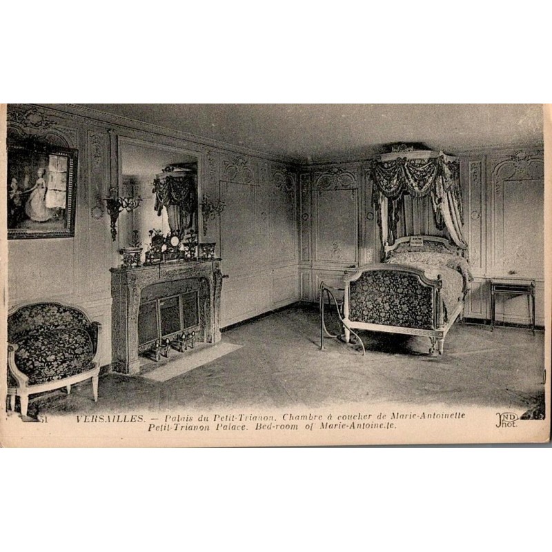 Carte postale ancienne chambre de Marie-Antoinette Petit Trianon Versailles