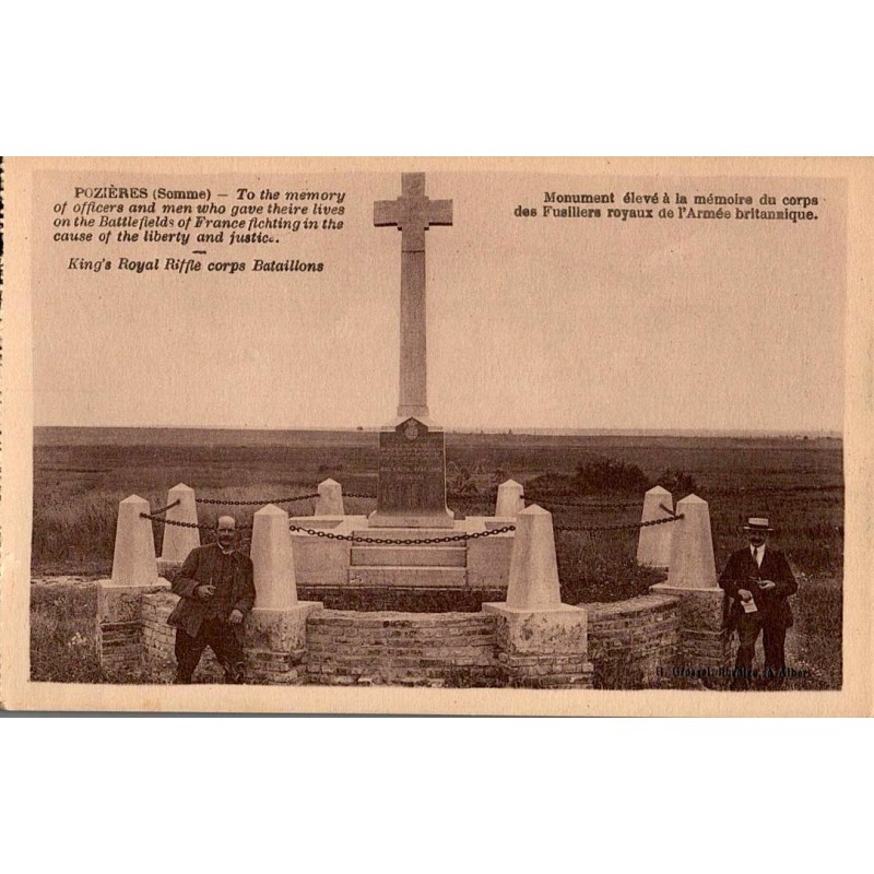 Carte postale ancienne Pozières monument fusiliers royaux britanniques Somme