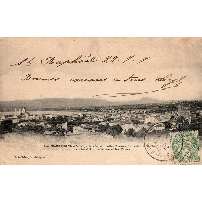 Carte postale ancienne Saint-Raphaël baie vers Fréjus Roquebrune