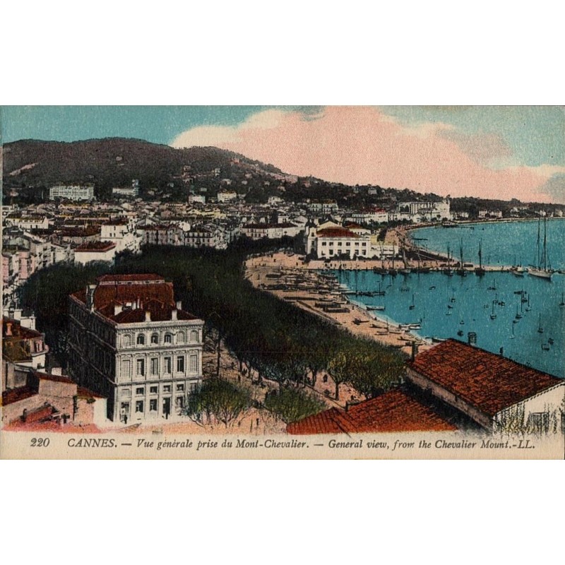 Carte postale ancienne – Cannes vue générale depuis Mont Chevalier (Alpes-Maritimes)