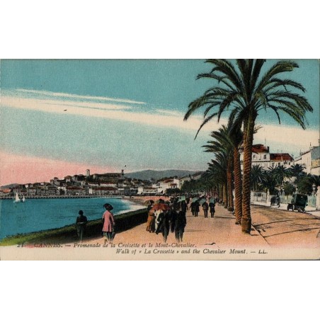 Carte postale ancienne – Cannes, Croisette et Mont Chevalier, vue ancienne