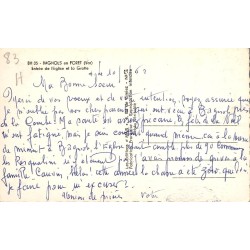 Carte CPSM Bagnols-en-Forêt entrée de l’église et grotte