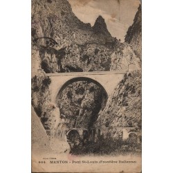 Carte postale ancienne – Menton, Pont Saint-Louis, frontière franco-italienne