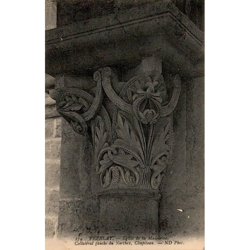 274 - VEZELAY - Église de la Madeleine, Collatéral gauche du Narthex, Chapiteau