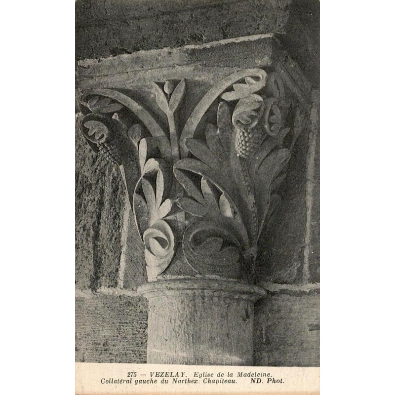 275 - VEZELAY - Église de la Madeleine, Collatéral gauche de Narthex. Chapiteau -- ND