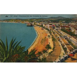 Carte postale ancienne Nice panorama terrasses du Château