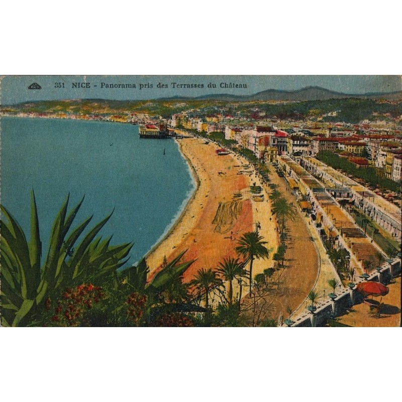 Carte postale ancienne Nice panorama terrasses du Château