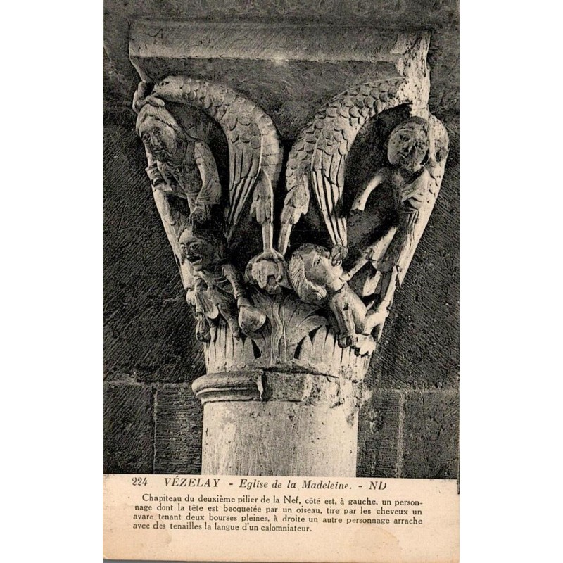 224 - VEZELAY - Église de la Madeleine - Chapiteau du deuxième pilier de la nef côté Est -- ND